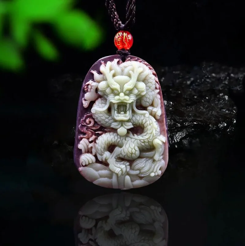 Purple Robe Jade Dragon Pendan - Bathrobe 评论和价格
